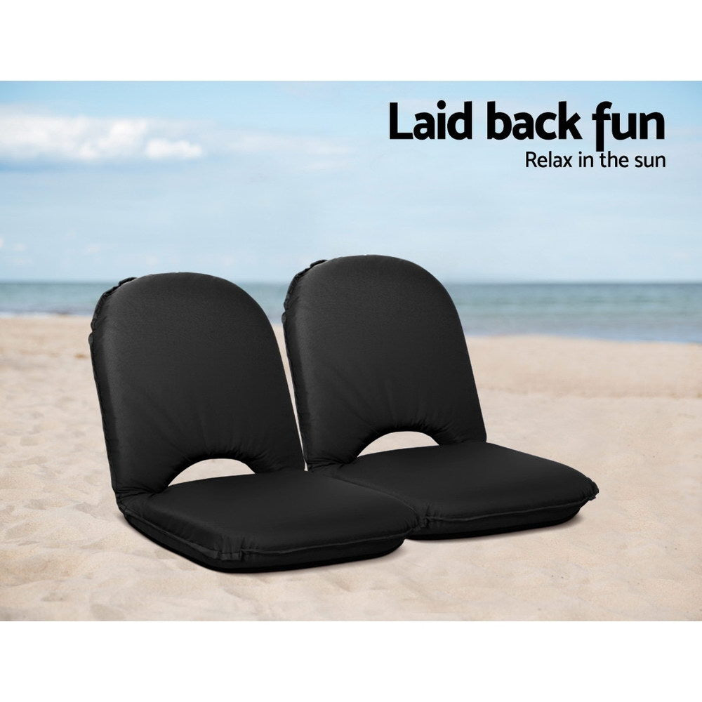 Portable Adjustable Lounge Chair for Beach and Picnic - Black