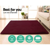 Burgundy Luxe Plush Shag Area Carpet - Spacious 200x230cm Non-Slip Floor Mat