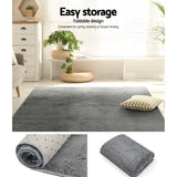 Plush Grey Shag Area Carpet 200x230cm - Soft Non-Slip Rug Mat