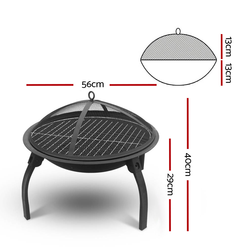 Portable 22" Charcoal Smoker and Fire Pit for Outdoor Cooking and Camping