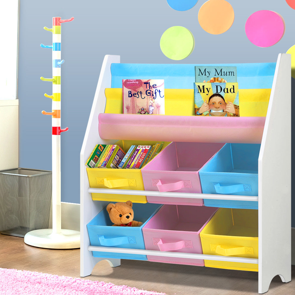 Keezi Kids Bookcase Childrens Bookshelf Toy Storage Organizer 2 Tiers Shelves