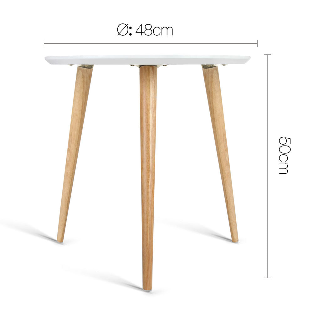 Elegant White Round Wooden Side Table