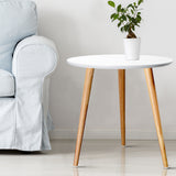 Elegant White Round Wooden Side Table