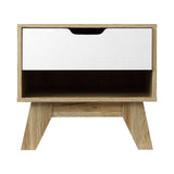 Modern Two-Tone Wooden Nightstand with Drawer and Shelf Storage