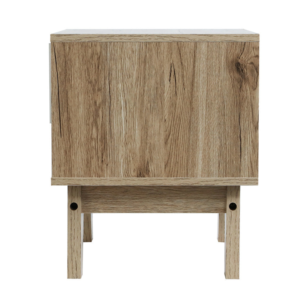 Modern Two-Tone Wooden Nightstand with Drawer and Shelf Storage