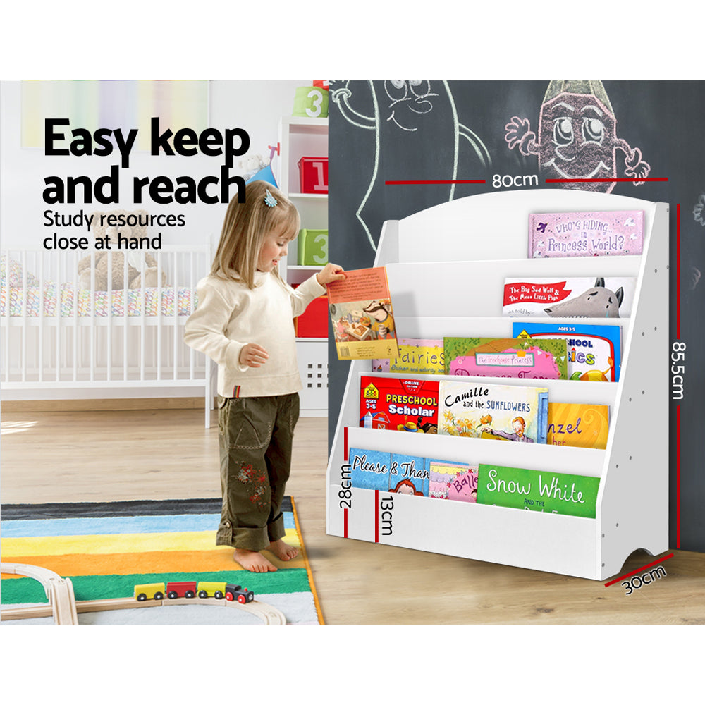 White 5-Tier Children's Bookshelf and Magazine Rack - Stylish Bookcase Organizer