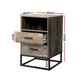 Contemporary Wood Nightstand with Drawers and Open Shelf - Artiss Bedside Table