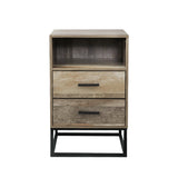 Contemporary Wood Nightstand with Drawers and Open Shelf - Artiss Bedside Table