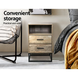 Contemporary Wood Nightstand with Drawers and Open Shelf - Artiss Bedside Table