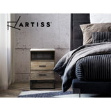 Contemporary Wood Nightstand with Drawers and Open Shelf - Artiss Bedside Table