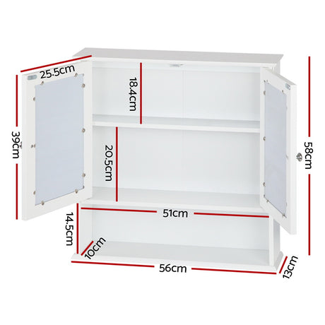 Contemporary White Tallboy Bathroom Storage Cabinet with Mirror