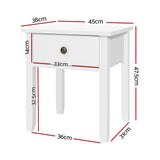 Classic White Nightstand with Drawer and Open Storage Space - Side View