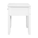 Classic White Nightstand with Drawer and Open Storage Space - 45-Degree Angle