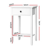 Classic White Nightstand with Drawer and Storage Shelf - Side View