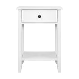 Classic White Nightstand with Drawer and Storage Shelf - Top-Down View