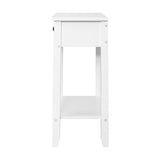 Classic White Nightstand with Drawer and Storage Shelf - 45-Degree Angle