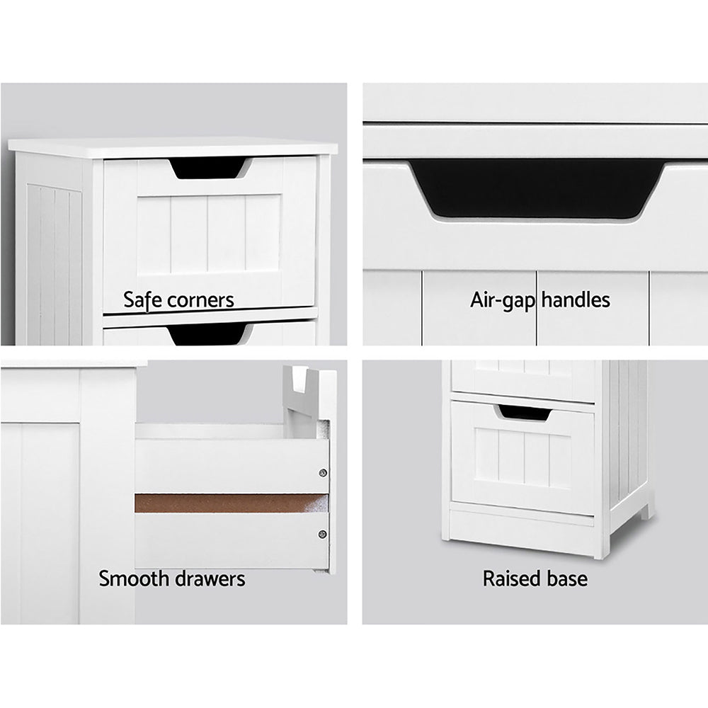 Rustic White Storage Cabinet with Four Drawers - Multi-Functional Chest for Home Use