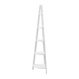 5-Tier White Corner Ladder Shelf - Stylish Display and Storage Unit