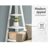 5-Tier White Corner Ladder Shelf - Stylish Display and Storage Unit