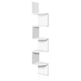 5-Tier White Corner Wall Shelf for Home Decor