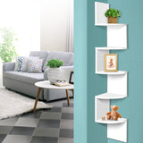 5-Tier White Corner Wall Shelf for Home Decor