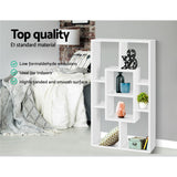 Versatile White Wall-Mounted Floating Shelf with 8 Display Compartments - Close-Up Angle