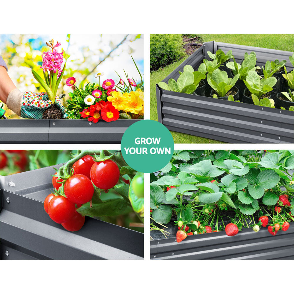 Extra-Large Galvanised Steel Raised Garden Bed for Growing Vegetables and Herbs - 210 x 90 cm