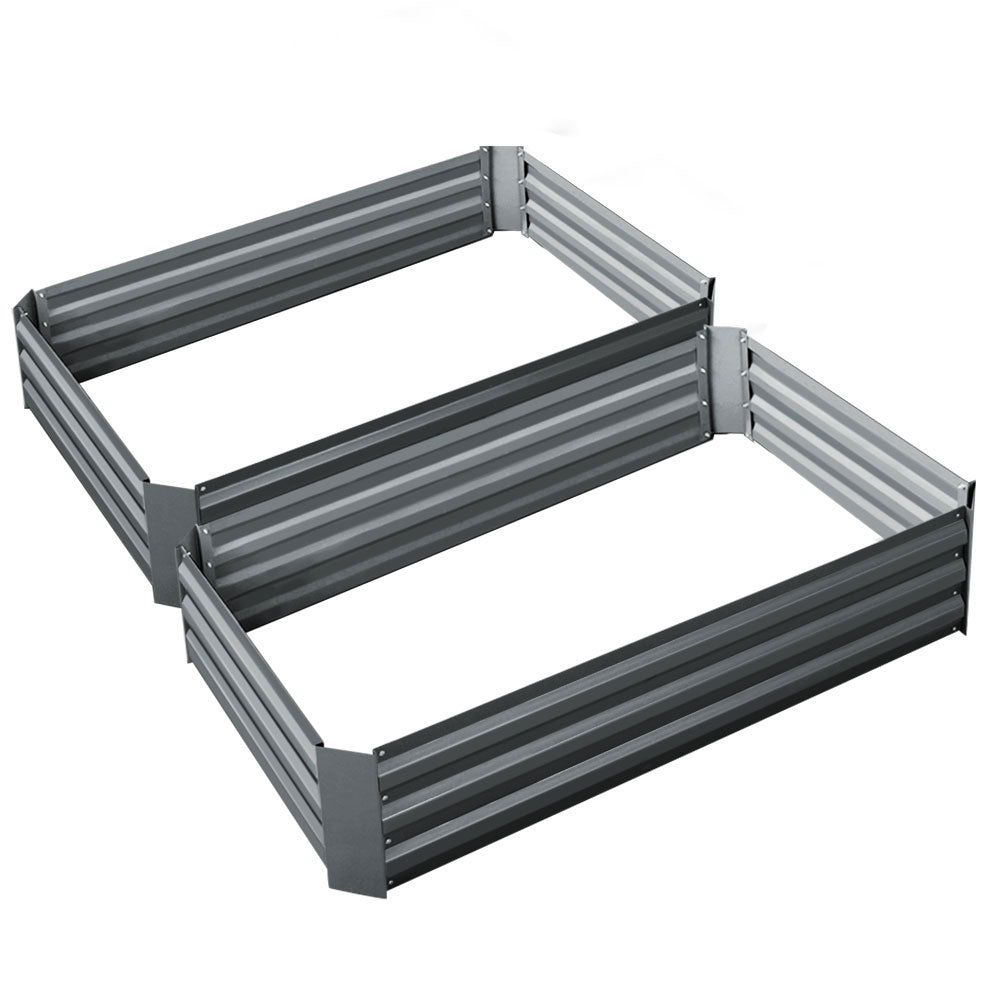 Dual Pack of Galvanised Steel Elevated Garden Beds - 120x90x30cm for Growing Vegetables and Herbs