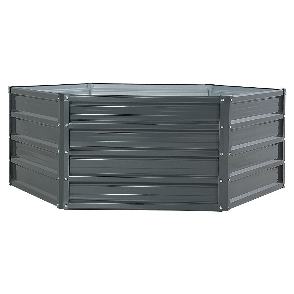 Set of 2 Aluminium Grey Galvanised Steel Raised Planters - 130x130x46cm