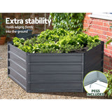 Set of 2 Aluminium Grey Galvanised Steel Raised Planters - 130x130x46cm