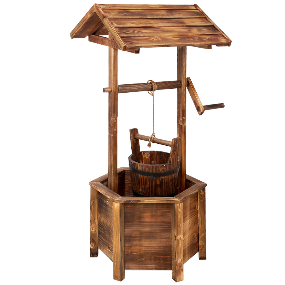 Charming Vintage-Style Wooden Wishing Well for Garden Decor