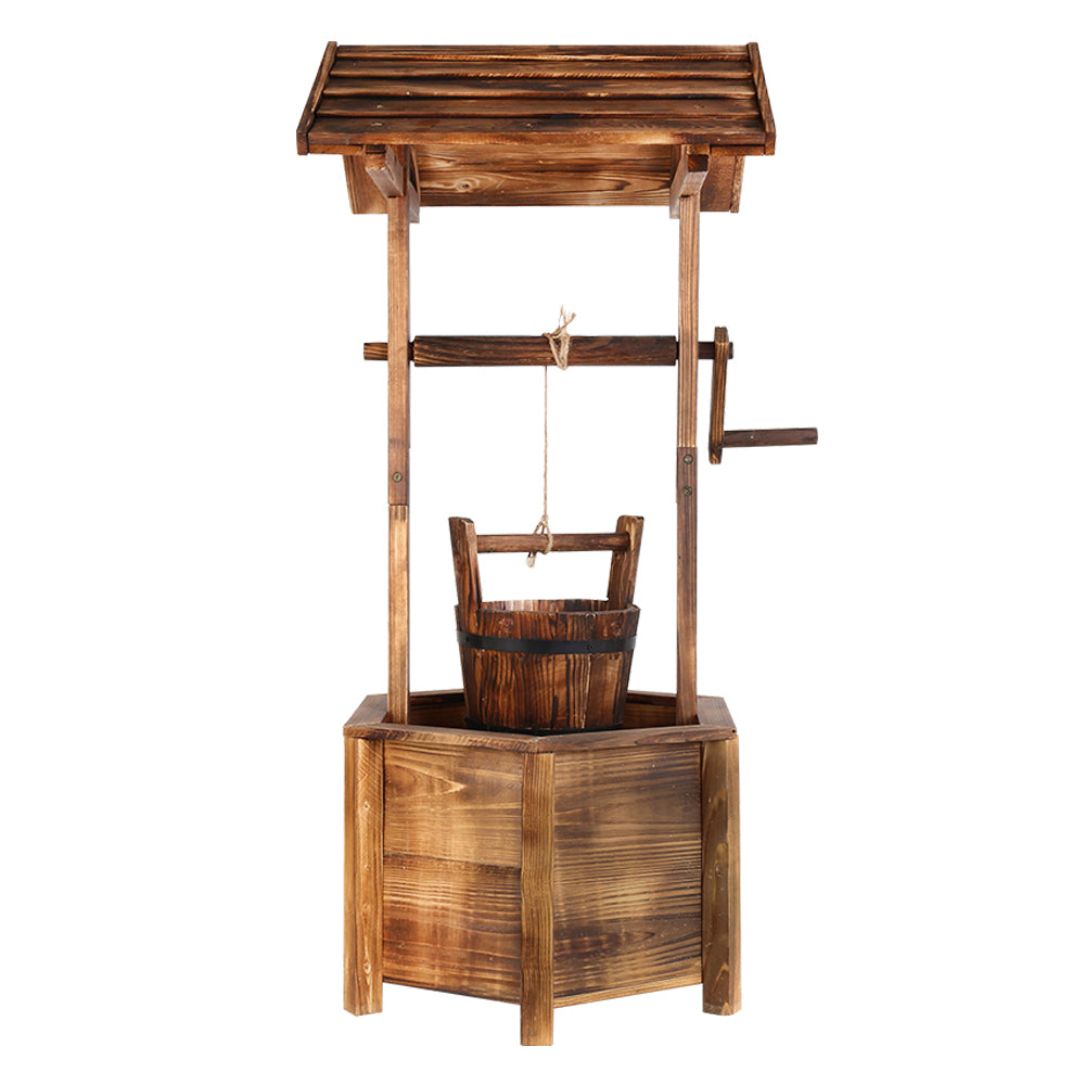 Charming Vintage-Style Wooden Wishing Well for Garden Decor