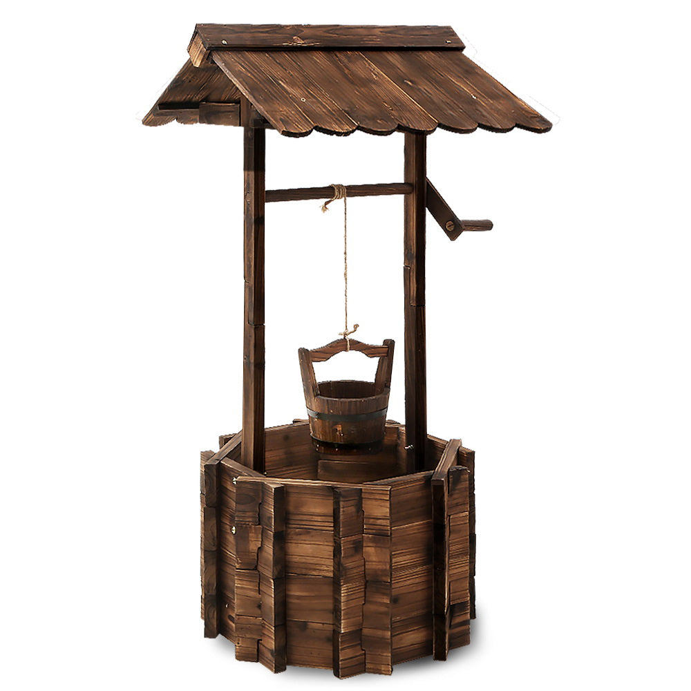 Gardeon Vintage-Style Wooden Wishing Well Planter with Bucket for Enchanting Outdoor Decor