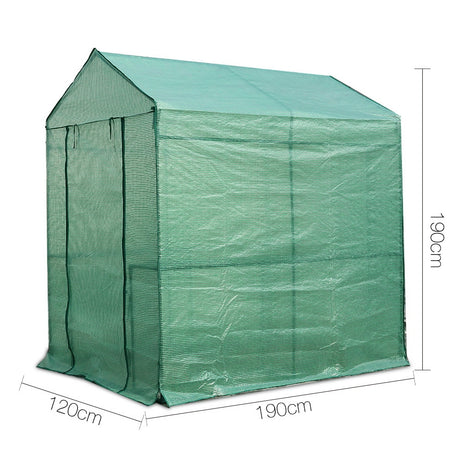 Compact Greenhouse Shed with Shelves - 1.9X1.2M All-Weather Plant Storage