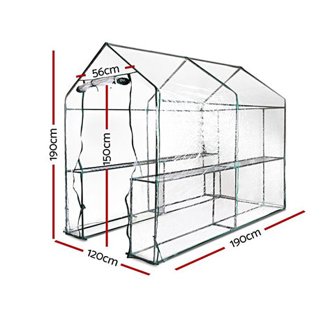 Transparent Walk-In Greenhouse Shed - 1.9M x 1.2M Portable Garden Storage Solution