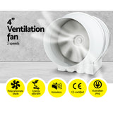 4" Hydroponic Grow Tent Ventilation Kit with Fan, Carbon Filter, and Ducting