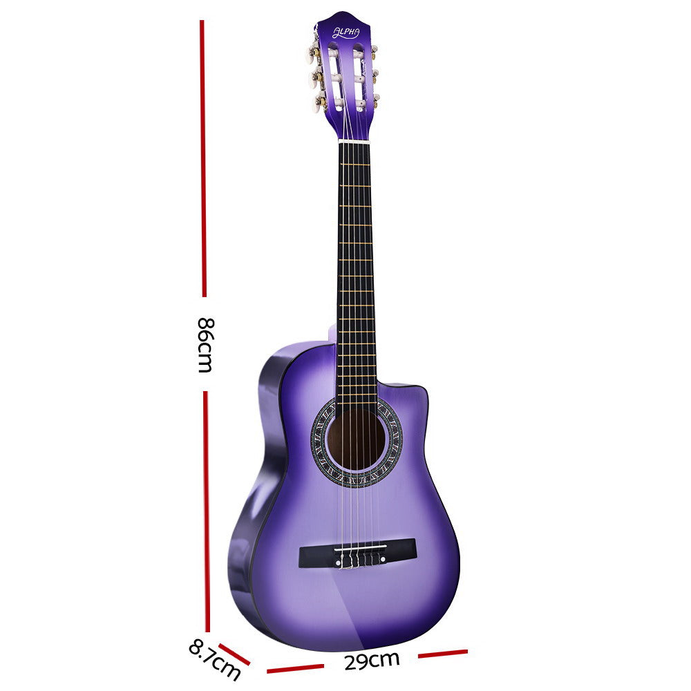 34" Purple Classical Acoustic Guitar for Kids - Cutaway Design, Ideal 1/2 Size for Easy Learning and Travel