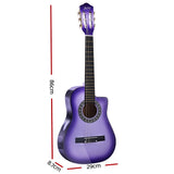 34" Purple Classical Acoustic Guitar for Kids - Cutaway Design, Ideal 1/2 Size for Easy Learning and Travel