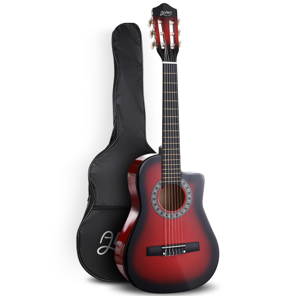 34" Red Classical Acoustic Guitar for Kids - Alpha Cutaway Design, Perfect 1/2 Size Gift