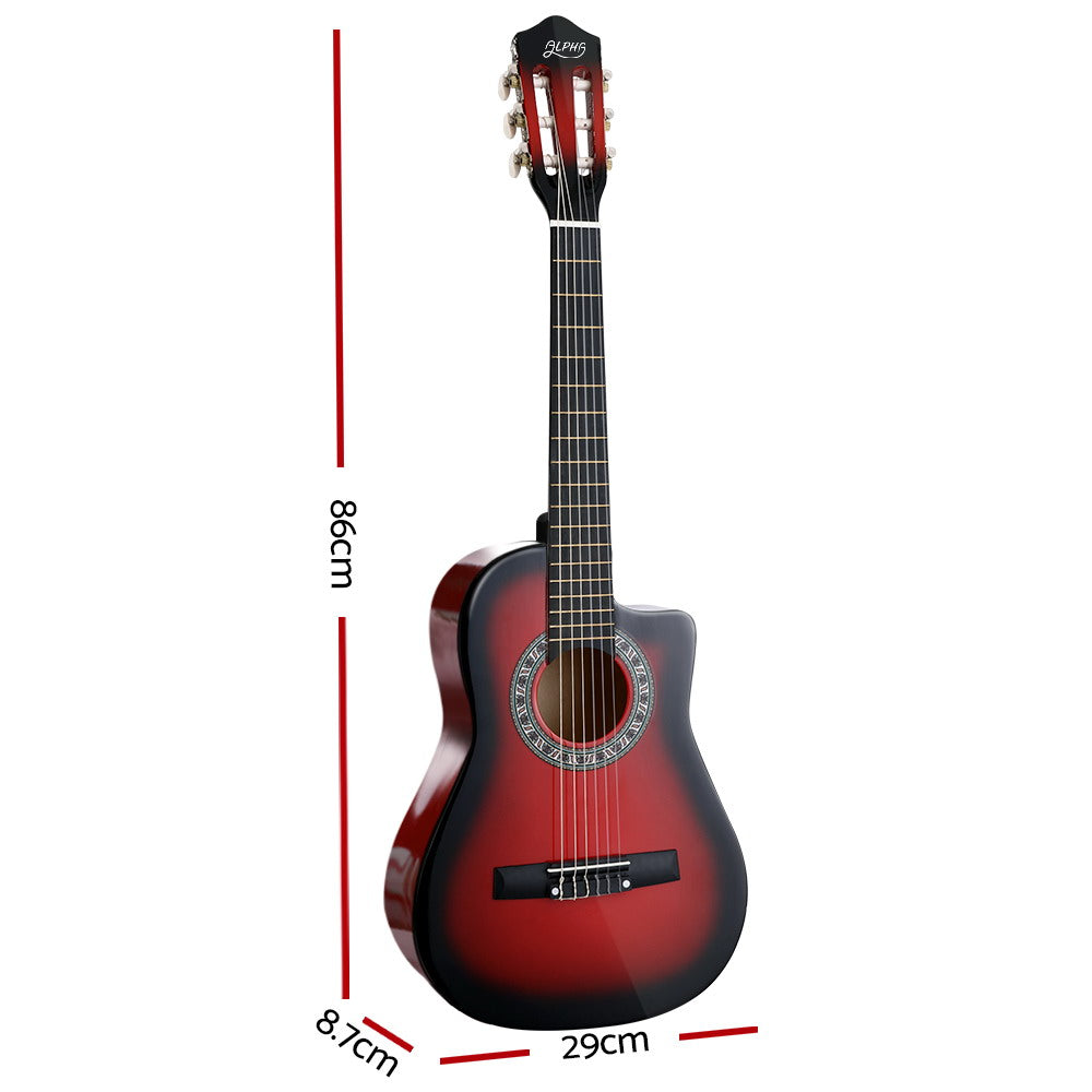 34" Red Classical Acoustic Guitar for Kids - Alpha Cutaway Design, Perfect 1/2 Size Gift