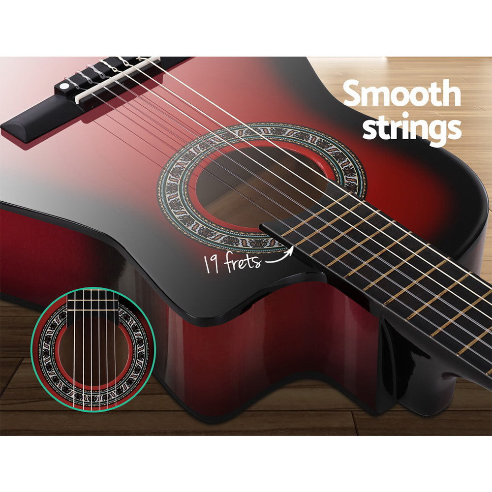 34" Red Classical Acoustic Guitar for Kids - Alpha Cutaway Design, Perfect 1/2 Size Gift