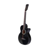 Compact 38" Black Cutaway Acoustic Guitar with Accessories