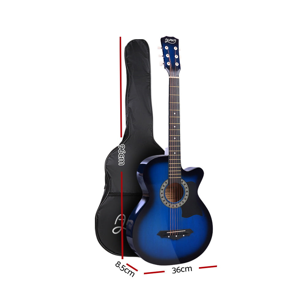 Blue 38" Cutaway Acoustic Guitar with Complete Accessories Bundle