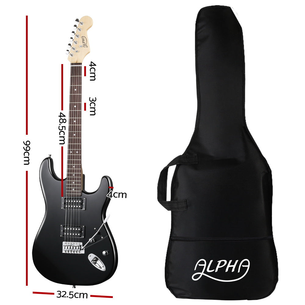 Alpha Strat-Style Electric Guitar with Carry Bag – Black Rock Music Instrument