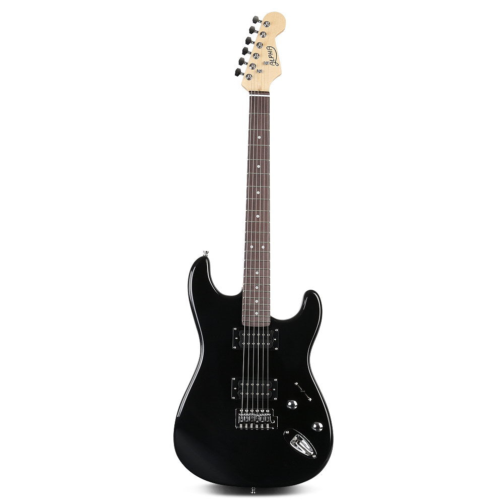 Alpha Strat-Style Electric Guitar with Carry Bag – Black Rock Music Instrument