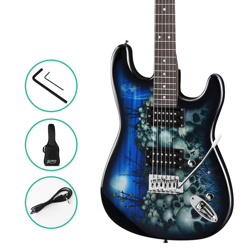 Alpha Strat-Style Electric Guitar with Carry Bag and Accessories - Blue Rock Instrument