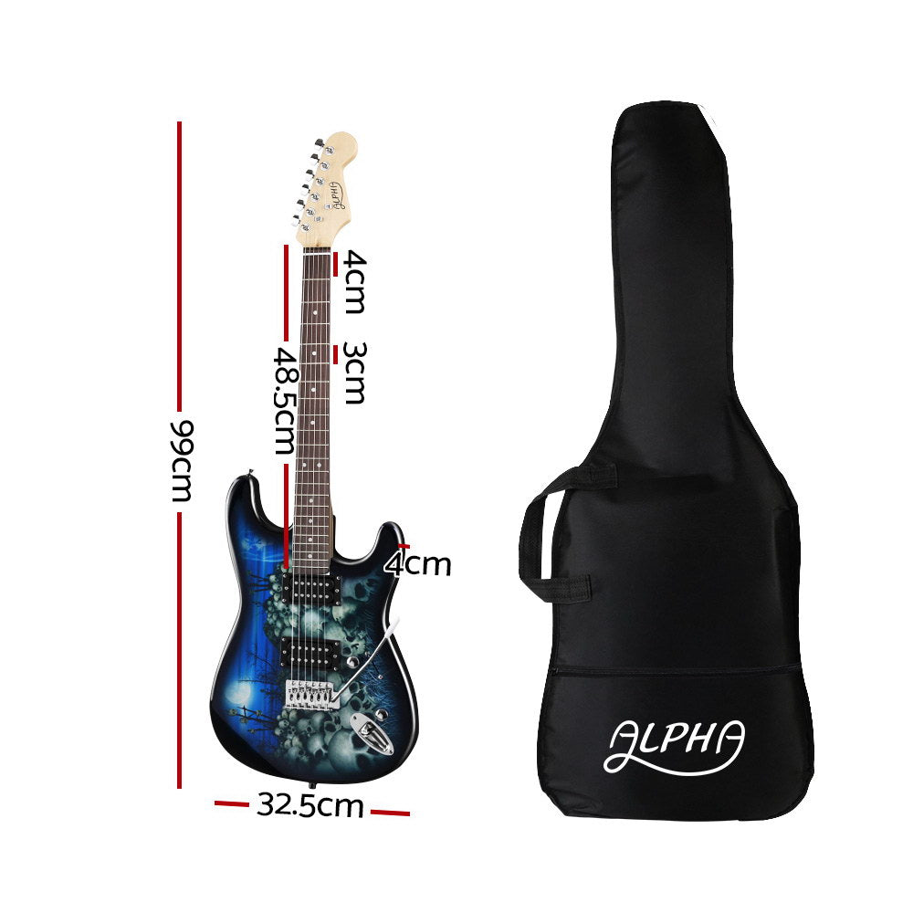 Alpha Strat-Style Electric Guitar with Carry Bag and Accessories - Blue Rock Instrument