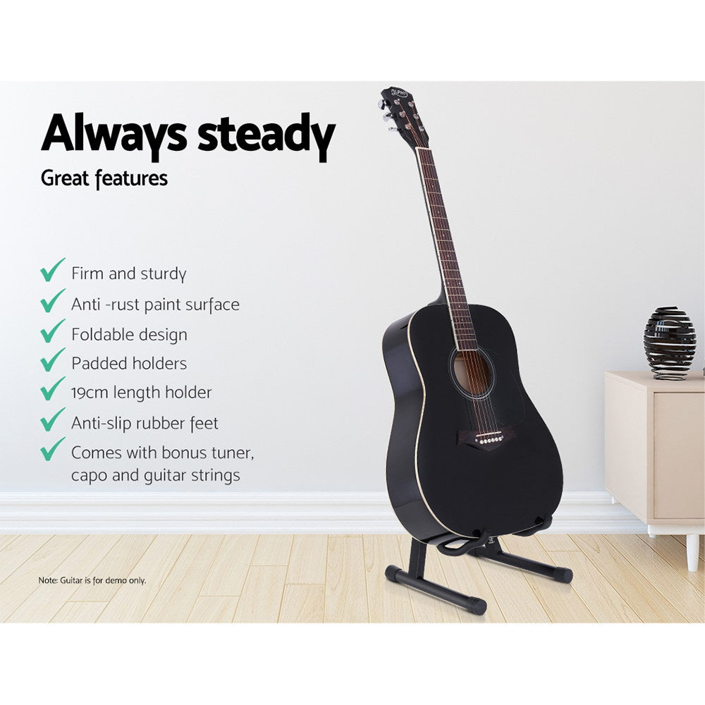 Alpha Portable Guitar Stand with Accessories Pack for Acoustic, Electric, and Bass Guitars