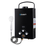 Portable Outdoor Gas Water Heater with 12V Shower Pump – Devanti Camping Hot Shower System