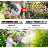 20m Retractable PVC Garden Hose Reel with 7-Function Spray Gun